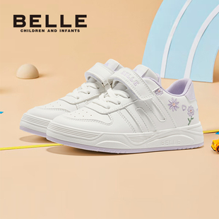 中大童小白鞋 百丽童鞋 春夏白色学生校园跑步板鞋 子新款 女童运动鞋