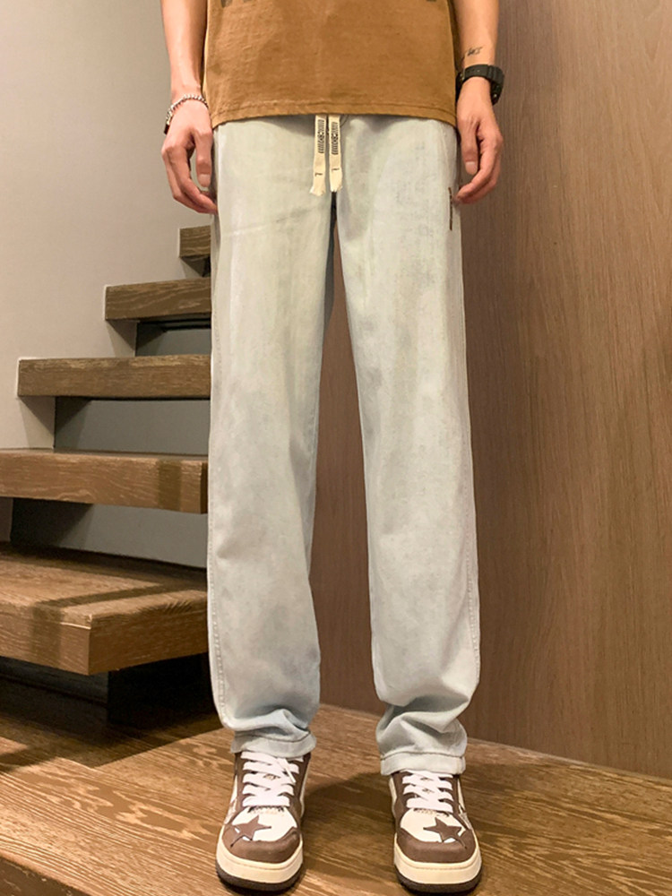 MENS JEANS SUMMER NEW LOOSE STRAIGHT-LEG WIDE-LEG PANTS MENS TRENDY BRAND AMERICAN RETRO CASUAL PANTS