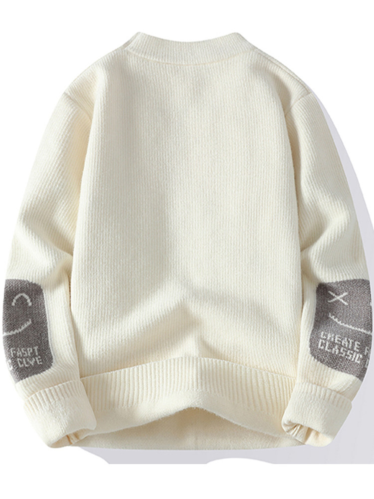 ROUND NECK SWEATER MENS AUTUMN AND WINTER PLUSH THICKENED PULLOVER BASE LAYER TRENDY BRAND KNITWEAR JACKET MENS SWEATER