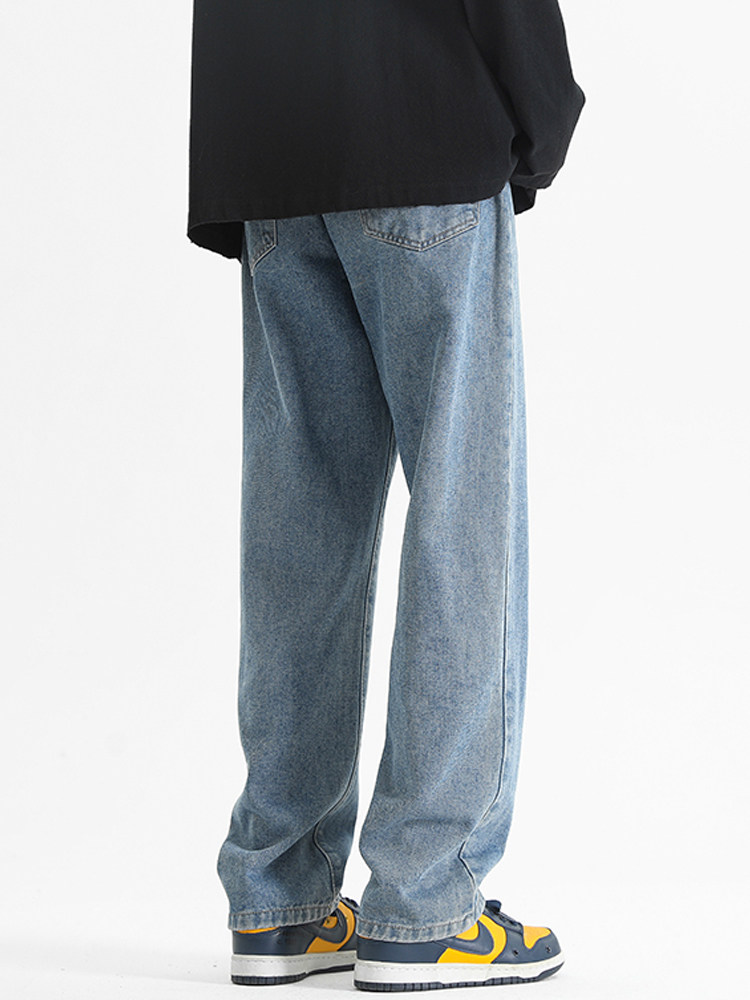 LIGHT COLOR JEANS MENS SUMMER THIN 2024 NEW AMERICAN LOOSE STRAIGHT LEG PANTS MENS TRENDY BRAND WIDE-LEG PANTS