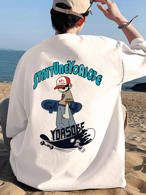 纯棉短袖t恤男夏季潮牌新款大码宽松上衣青少年印花半袖情侣体恤