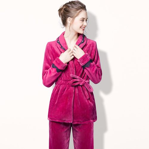 冬季法兰绒女睡衣珊瑚绒家居服