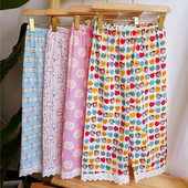 宽松蕾丝透气防蚊空调家居裤 婴纱双层纱布七分裤 女夏薄款 纯棉睡裤