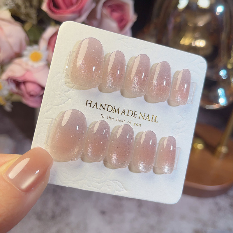 纯手工穿戴甲短款粉色温柔百搭美甲贴清新可拆卸甲片2025新款甲片,彩妆/香水/美妆工具,穿戴甲/甲片,淘宝优惠券,粉丝福利购,淘宝优惠卷