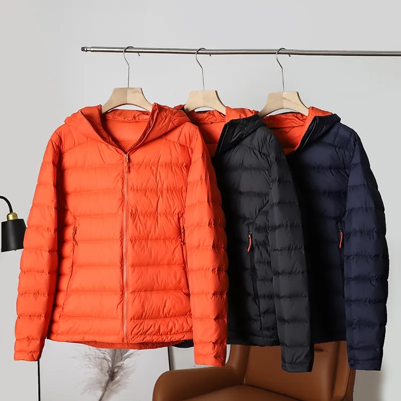 冬季轻便90外套保暖鸭绒时尚轻薄连帽排骨百搭羽绒服男女情侣