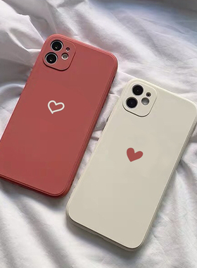 简约爱心情侣手机壳适用于vivoS5小众oppoA93苹果13小米11荣耀v30