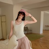 显瘦女2025夏新款 INNER YES白色吊带背心合集修身 带胸垫一体上衣