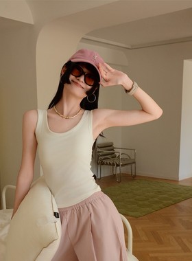 INNER YES白色吊带背心合集修身显瘦女2025夏新款带胸垫一体上衣