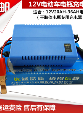优信12V3A汽车摩托车电动车电瓶单只铅酸蓄电池12V充电器20AH36AH