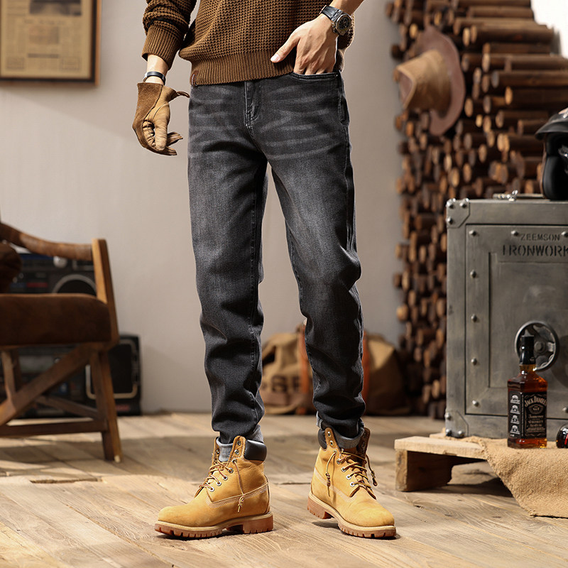 秋冬新品修身小脚高弹力牛仔裤男新款青年弹性长裤子潮流男装大码