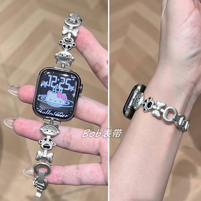 Applewatch可爱猫爪蝴蝶金属表带