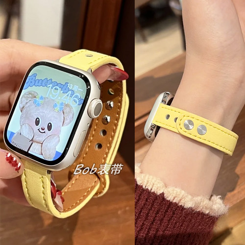 Applewatch表带细款皮质高级感女