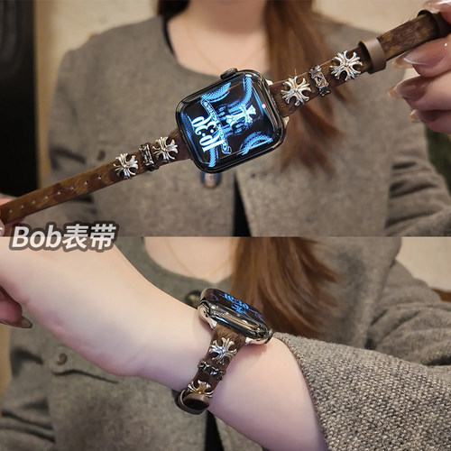 Applewatch复古豹纹十字架表带