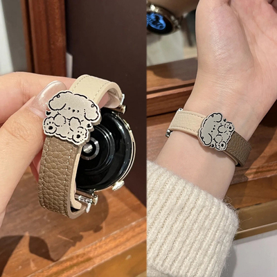 新款可爱小狗磁吸荔枝皮表带适用华为GT5GT4手表Watch3progt3Fit3