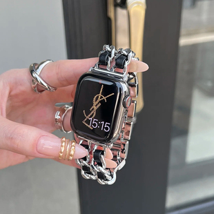 apple watch8表带夏天小香风链条高级感适用iwatch567苹果手表se2