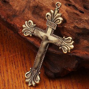 金属挂件饰品批发十字架纯铜工艺品钥匙扣欧美风小黄铜铜艺