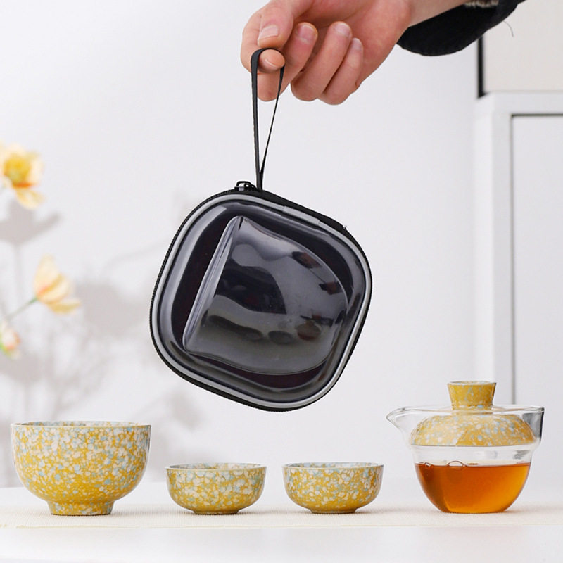 便携式玻璃旅行茶具快客杯个人专用泡茶喝茶套装户外露营功夫茶具