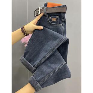 加绒牛仔裤女2025秋冬新款弹力高腰大码萝卜裤宽松百搭哈伦老爹裤
