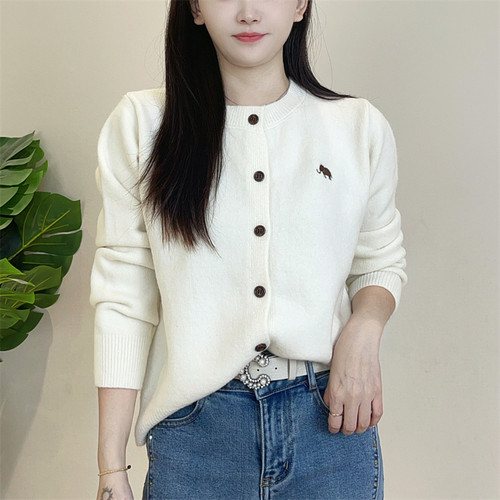 迪否慵懒风复古毛衣女士新款百搭针织衫显瘦洋气圆领开衫2596