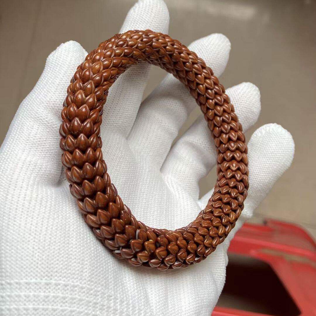 高端紫金鼠精品雕刻13mm九瓣莲花莲花座手串菩提子佛珠绕指柔手串