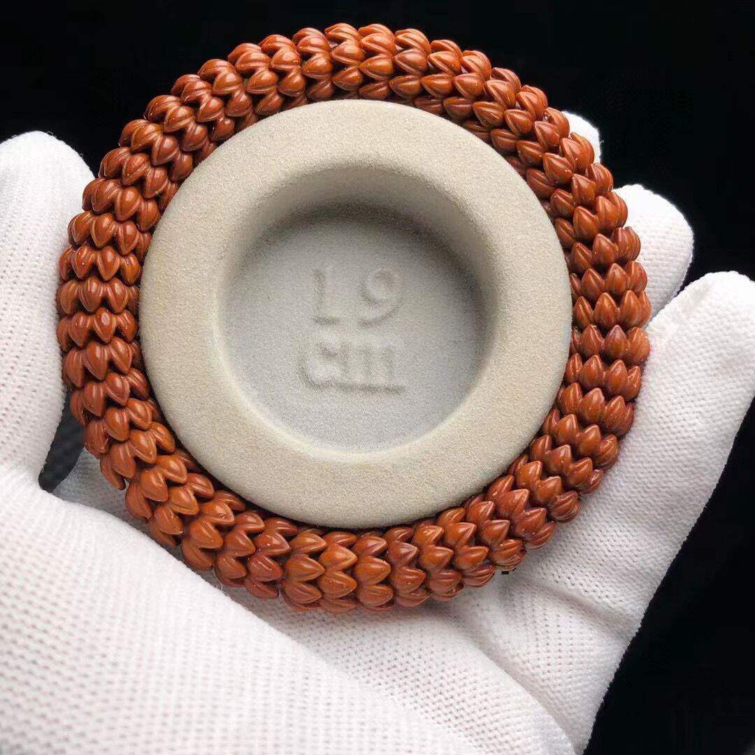 天然紫金鼠果核雕刻九瓣莲花菩提绕指柔精品新年本命年马年手串