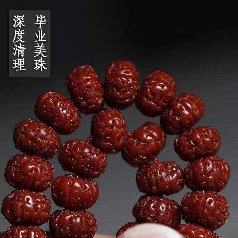 玉化包浆树王小金刚菩提108颗纯机刷矮桩爆肉双龙纹佛珠手串念珠