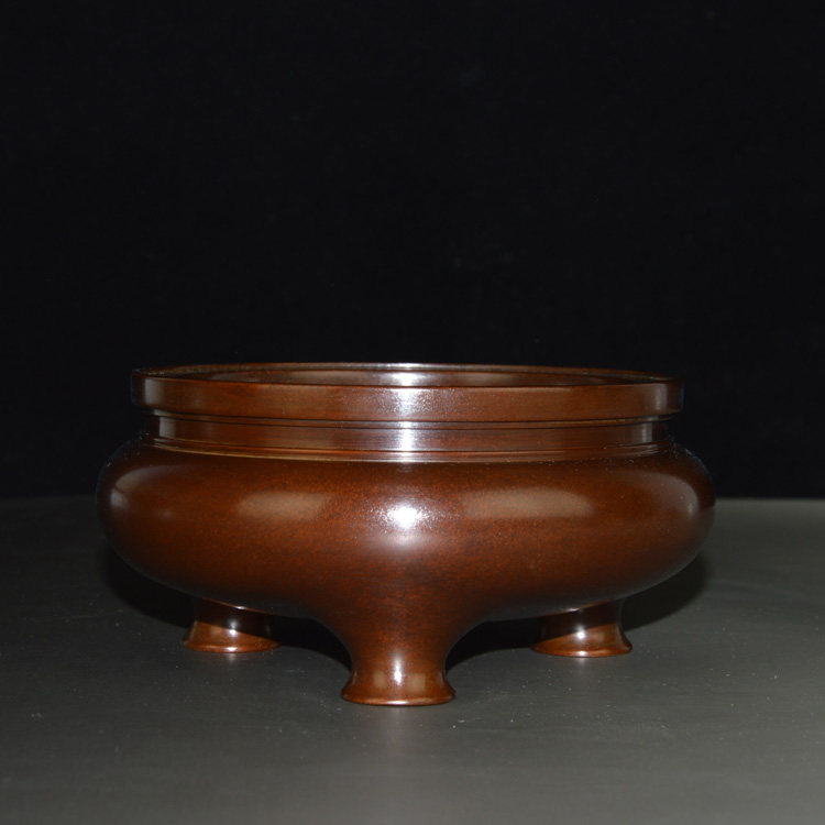 紫铜鬲式香炉家用香薰炉大师苏工铜香炉三足仿古大明宣德香炉纯铜