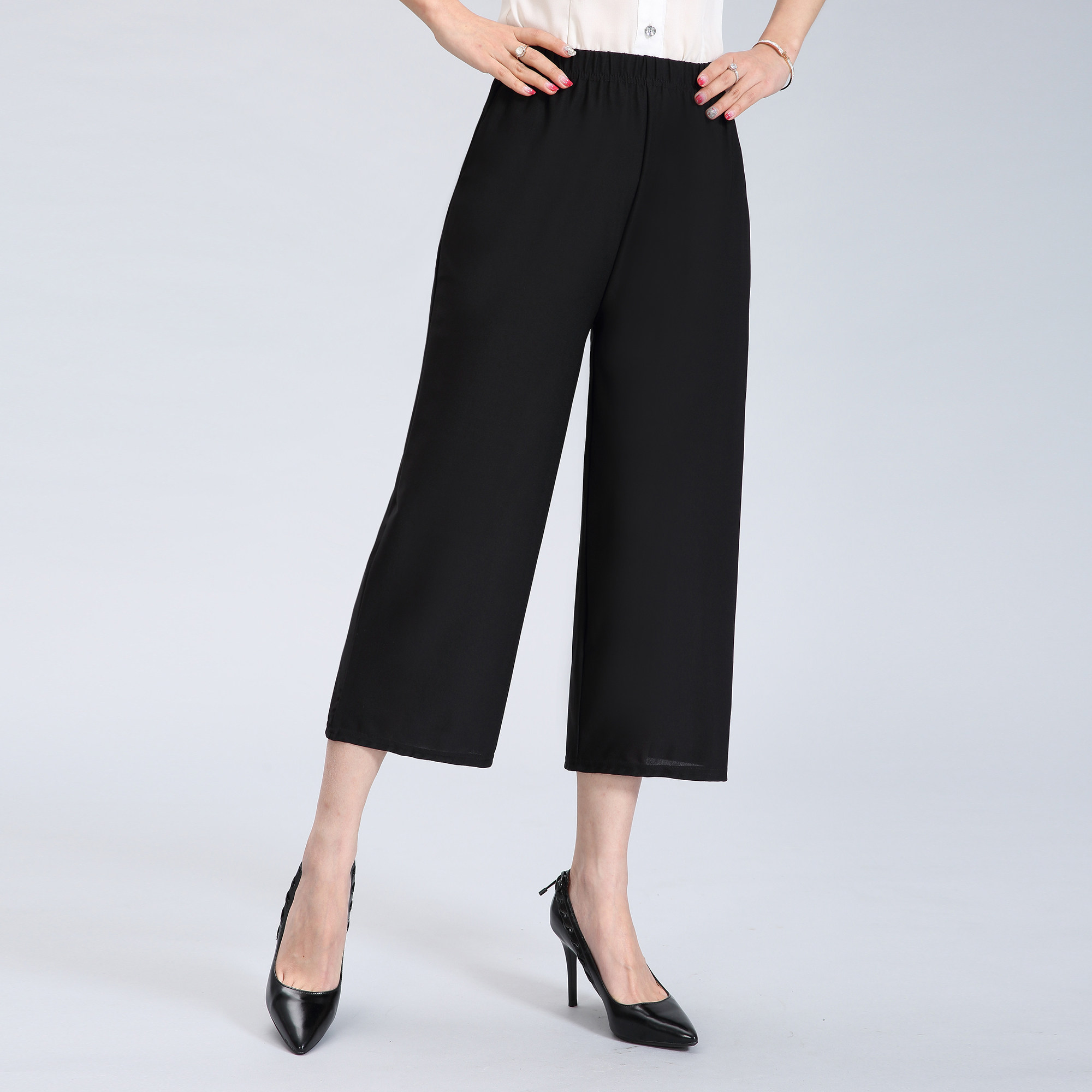 妈妈阔腿裤夏季薄款高腰中老年女七分裤大脚宽腿裤中年女裤松紧腰|ruв категории Женская одежда, брюки, брюки - от Buy2taobao.com для оказания профессиональной услуги покупки агента Taobao