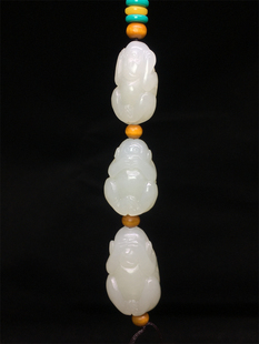 和田玉三不猴挂件配饰新疆和田玉车挂玉石