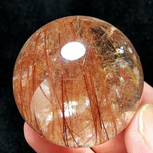 巴西天然铜条发晶水晶球摆件红发晶球家居玄关风水球装饰一物一图