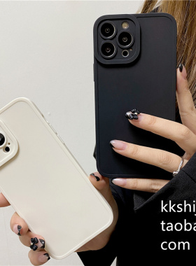 简约纯色古董白适用苹果13/14promax手机壳iphone12黑色xr软壳11