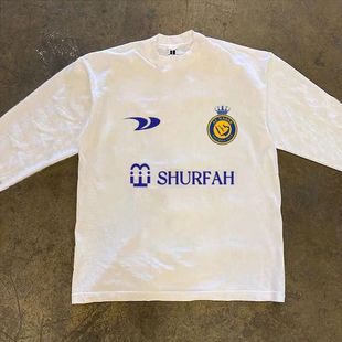 球衣打底衫 T恤长袖 260克纯棉C罗足球爱好者男长袖 利雅得胜利长袖