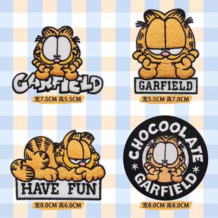 书包logo遮挡贴加菲猫刺绣布贴衣服补丁贴羽绒服破洞修补贴服饰包