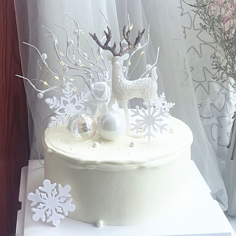 圣诞节蛋糕装饰水晶鹿蛋糕摆件麋鹿网红烘焙女神生日装饰圣诞节甜