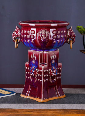 禹州钧瓷招财聚宝盆摆件开业乔迁商务送礼中式陶瓷器客厅摆设花瓶