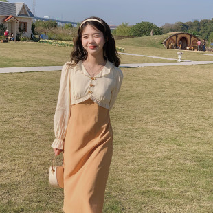 复古连衣裙设计感小众气质高腰裙子 北岛家茶歇法式 闭店清仓