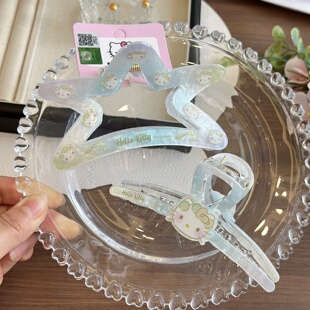 正版hellokitty五角星鲨鱼夹凯蒂猫大号发抓高级醋酸抓夹洗澡发夹