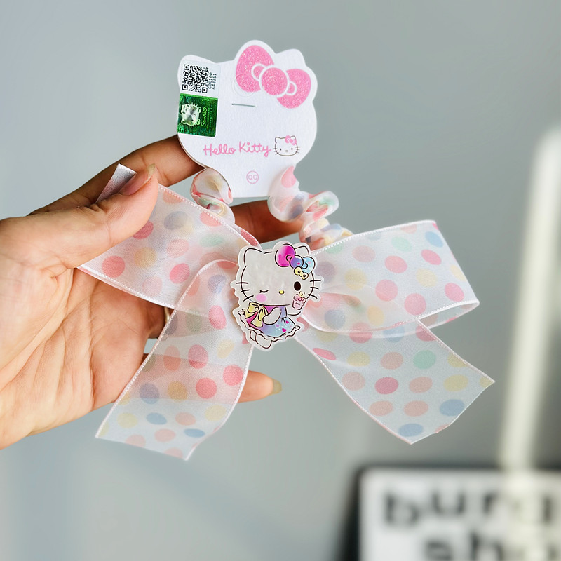 凯蒂猫布艺发圈甜美网纱彩色波点