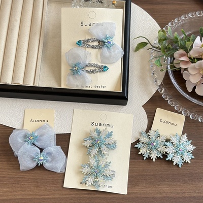 闪亮雪花儿童鸭嘴发夹BB夹子发圈