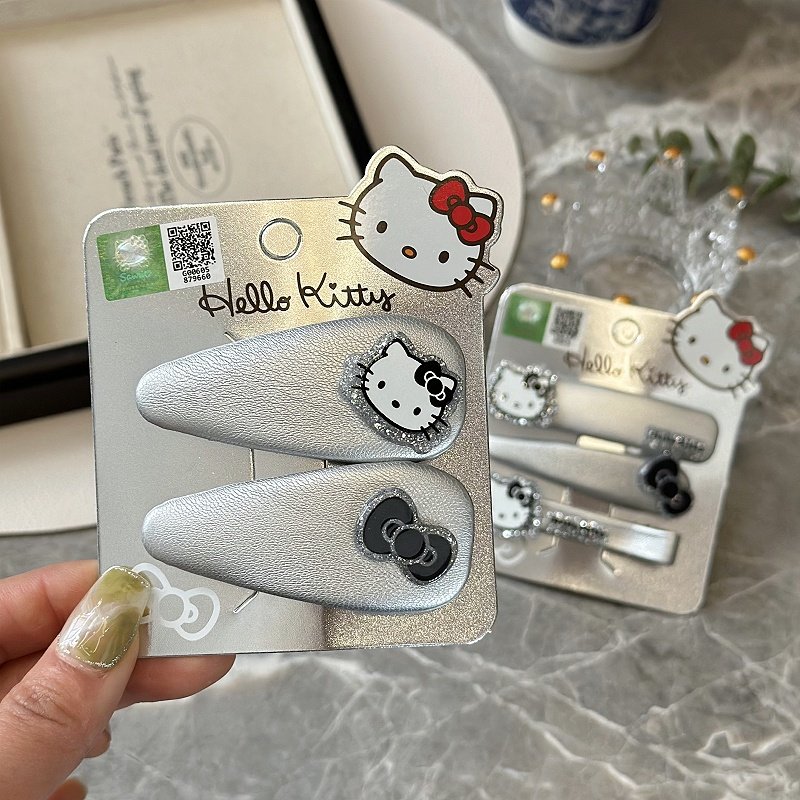 正版凯蒂猫银色皮质BB夹甜酷蝴蝶结发夹高级感刘海侧边夹少女头饰,饰品/流行首饰/时尚饰品新,发饰,淘宝优惠券,粉丝福利购,淘宝优惠卷