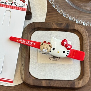 正版hellokitty日系可爱小熊大号无痕鸭嘴夹少女一字刘海发夹甜美