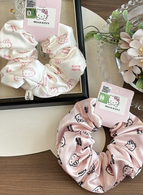 正版甜美凯蒂猫大肠发圈海绵扎发圈2025新款少女扎马尾丸子头发绳