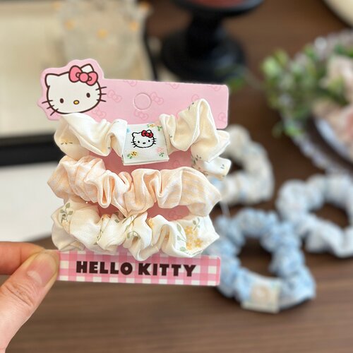 凯蒂猫碎花小肠圈3件套布艺发圈