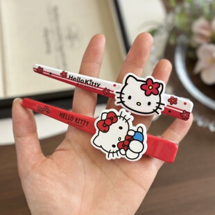 正品hellokitty少女超大鸭嘴夹公主发饰铝一字夹凯蒂猫刘海侧边夹