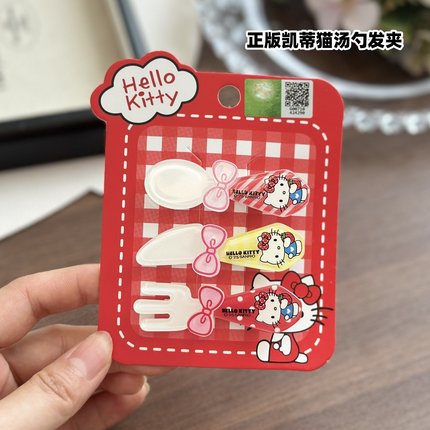 正版HelloKitty卡通刀叉发卡可爱kt猫小女孩侧边刘海夹鸭夹碎发夹