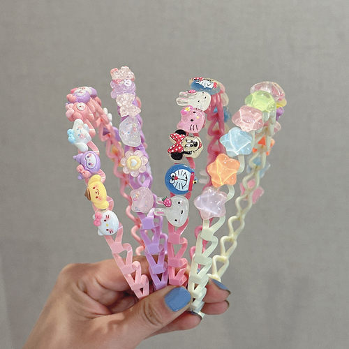 儿童卡通女彩色发箍碎发整理神器