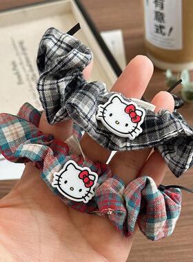 凯蒂猫KT猫发圈红黑格子韩系可爱