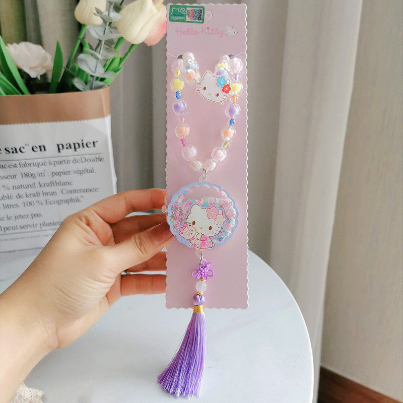 新款HelloKitty发光项链手链套装儿童宝宝kt猫樱花流苏首饰品玩具