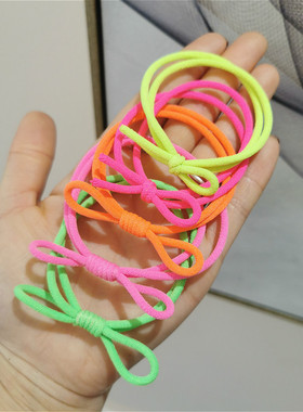 韩国ins网红泫雅彩色荧光粉绿橙色弹力发圈橡皮筋发绳 丸子头