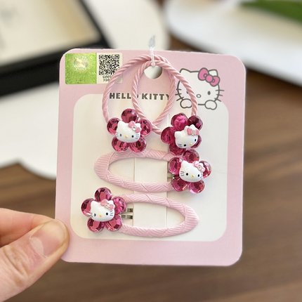 春日花朵头饰HelloKitty儿童小号发圈BB夹高弹力对扎不伤发橡皮筋